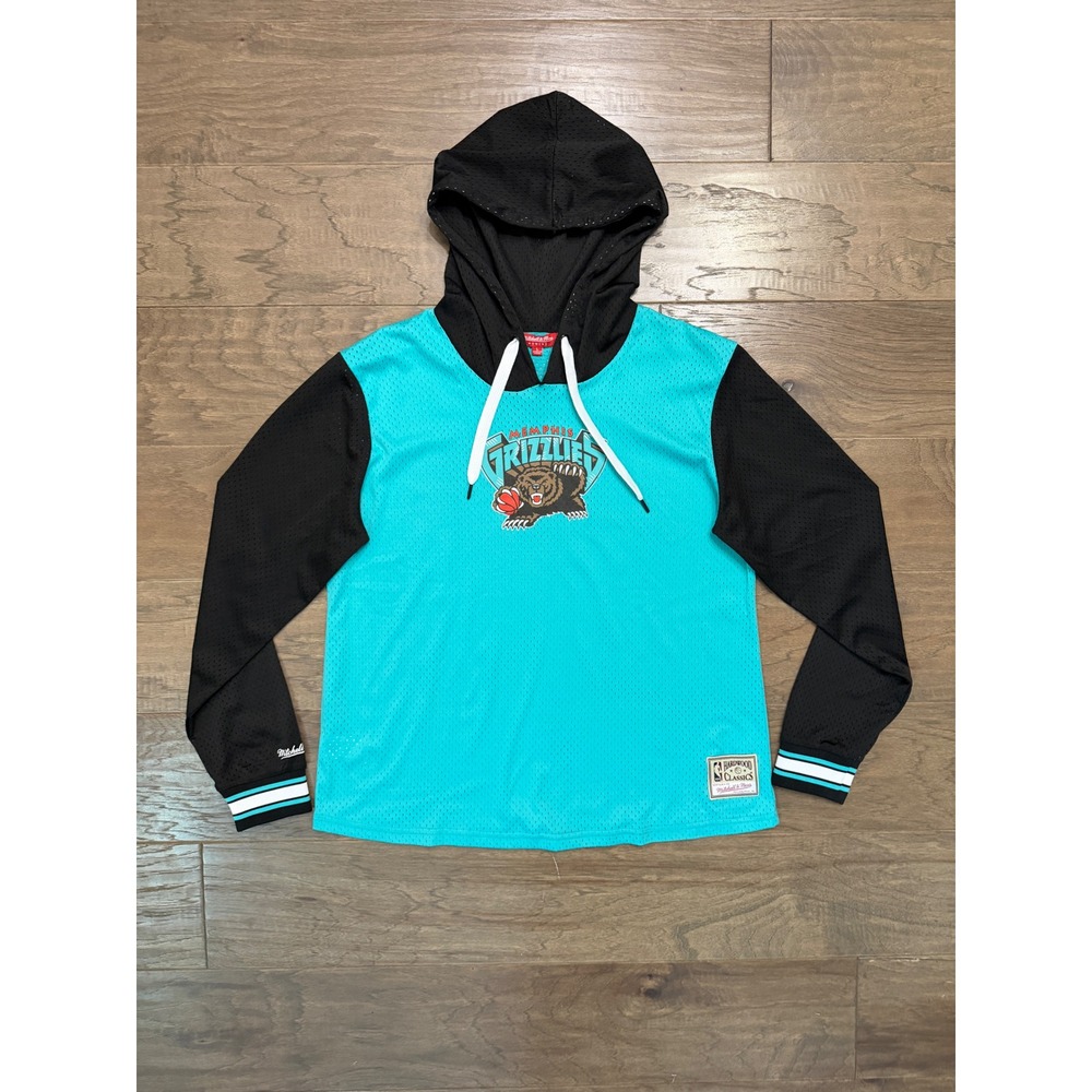 Mitchell & Ness Memphis Grizzlies Hoodie Womens L Teal Mesh Hardwood Classics
